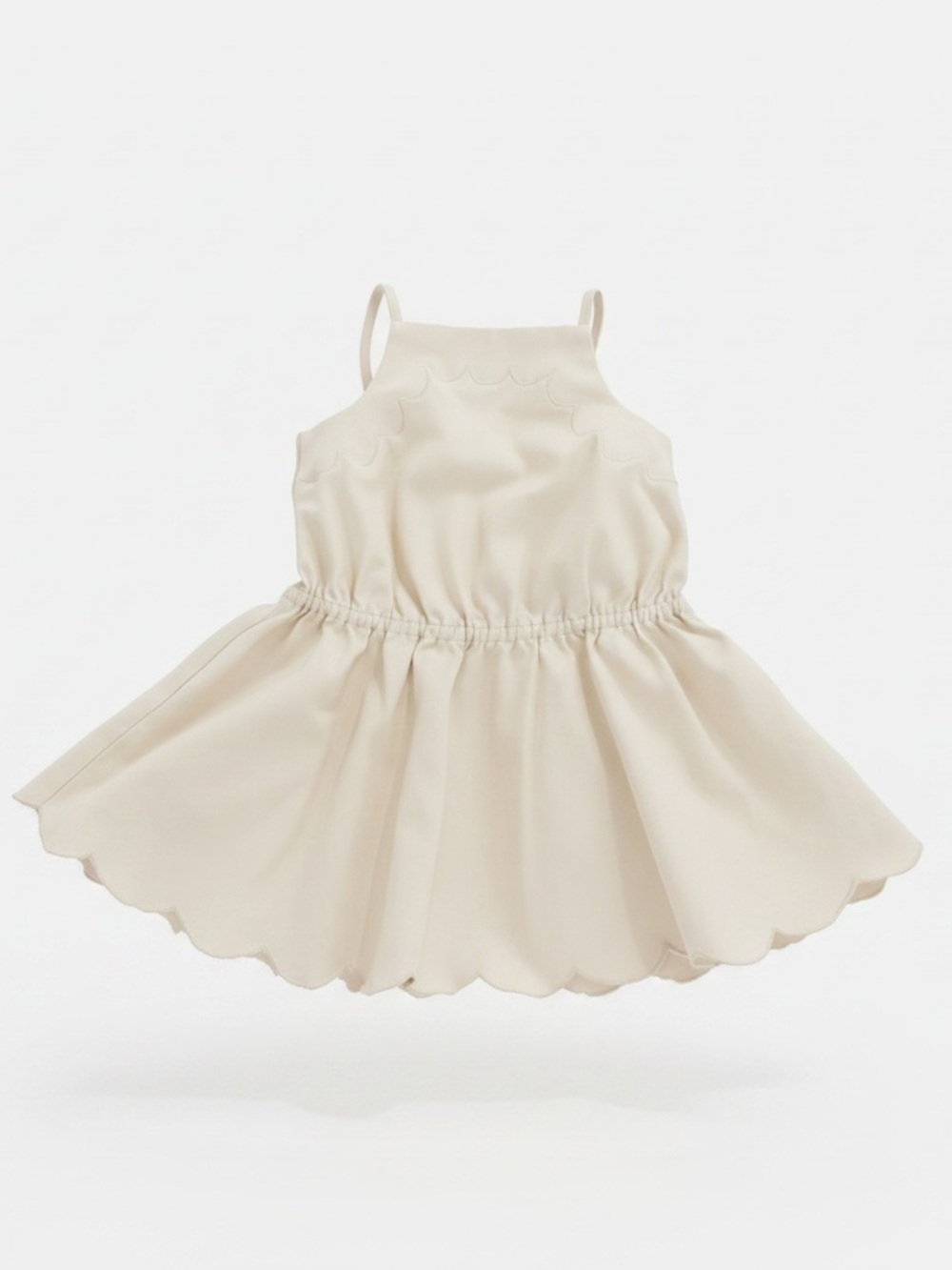 Stella McCartney Kids Cream Scallop-Trim Sundress 2Y. Quiet luxury. Designer